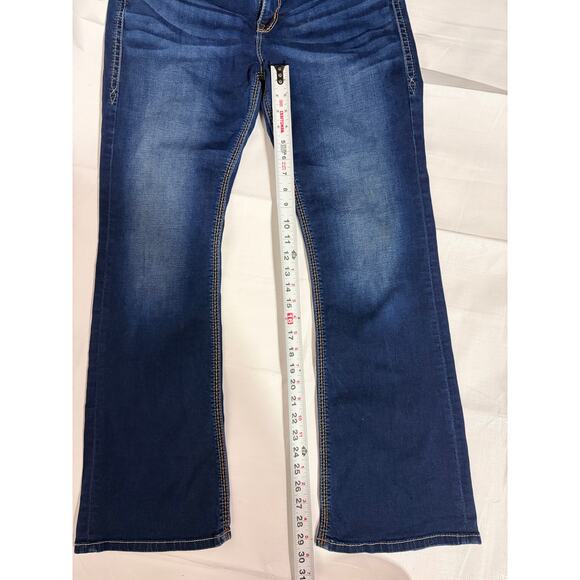 Rock Revival 31 Betty Easy Boot Rhinestones Denim Jeans Biker EUC - Picture 7 of 7